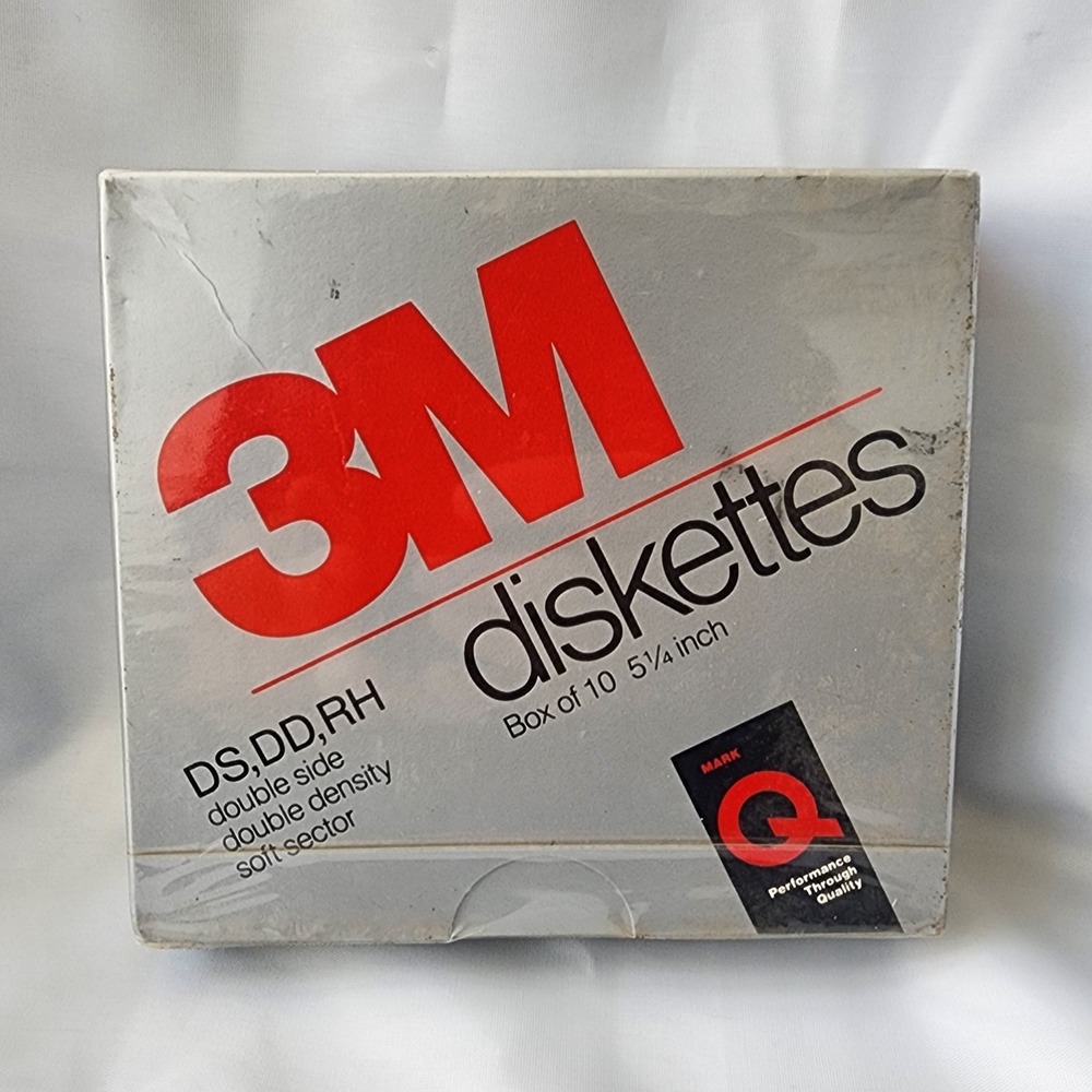 3M Diskettes Box of 10 5.25 inch DS DD RH Vintage Sealed‎ New Old Stock Rare